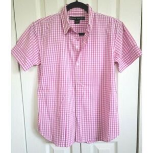 Ralph Lauren Boys Sz 10‎ Pink/White Checked Short Sleeve Gingham Type Shirt NWOT